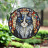 Cat Black & White Stained Glass Effect Suncatcher